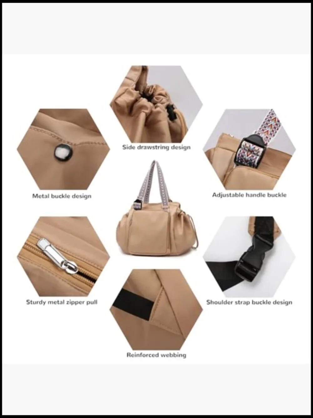 Multifunctional 3-in-1 Nylon Travel Tote Backpack Diaper Bag 15 Pockets